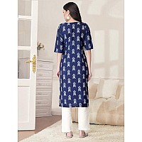 Pinkmint Kurta Set For Women Cotton Printed Straight Kurta With Pant Pack Of 1