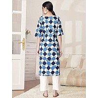 Pinkmint Kurta Set For Women Cotton Printed Straight Kurta With Pant Pack Of 1