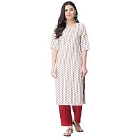 Pinkmint Kurta Set For Women Cotton Printed Straight Kurta With Pant Pack Of 1