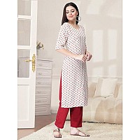 Pinkmint Kurta Set For Women Cotton Printed Straight Kurta With Pant Pack Of 1