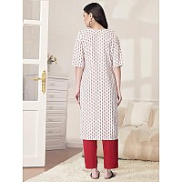 Pinkmint Kurta Set For Women Cotton Printed Straight Kurta With Pant Pack Of 1