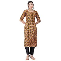 Pinkmint Kurta Set For Women Cotton Printed Straight Kurta With Pant Pack Of 1