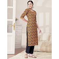 Pinkmint Kurta Set For Women Cotton Printed Straight Kurta With Pant Pack Of 1