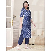 Pinkmint Kurta Set For Women Cotton Printed Straight Kurta With Pant Pack Of 1