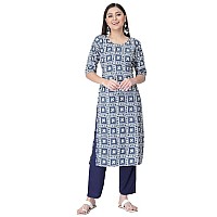 Pinkmint Kurta Set For Women Cotton Printed Straight Kurta With Pant Pack Of 1