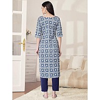 Pinkmint Kurta Set For Women Cotton Printed Straight Kurta With Pant Pack Of 1