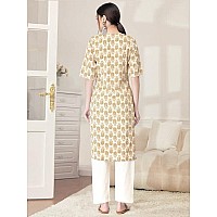 Pinkmint Kurta Set For Women Cotton Printed Straight Kurta With Pant Pack Of 1