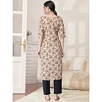 Pinkmint Kurta Set For Women Cotton Printed Straight Kurta With Pant Pack Of 1