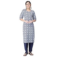 Pinkmint Kurta Set For Women Cotton Printed Straight Kurta With Pant Pack Of 1