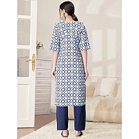 Pinkmint Kurta Set For Women Cotton Printed Straight Kurta With Pant Pack Of 1