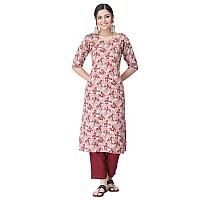 Pinkmint Kurta Set For Women Cotton Printed Straight Kurta With Pant Pack Of 1