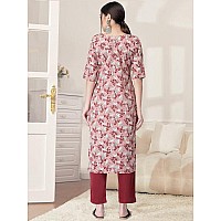 Pinkmint Kurta Set For Women Cotton Printed Straight Kurta With Pant Pack Of 1