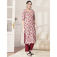 Pinkmint Kurta Set For Women Cotton Printed Straight Kurta With Pant Pack Of 1