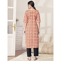 Pinkmint Kurta Set For Women Cotton Printed Straight Kurta With Pant Pack Of 1