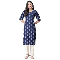 Pinkmint Kurta Set For Women Cotton Printed Straight Kurta With Pant Pack Of 1