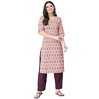 Pinkmint Kurta Set For Women Cotton Printed Straight Kurta With Pant Pack Of 1