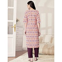 Pinkmint Kurta Set For Women Cotton Printed Straight Kurta With Pant Pack Of 1