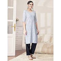 Pinkmint Kurta Set For Women Cotton Printed Straight Kurta With Pant Pack Of 1