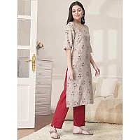 Pinkmint Kurta Set For Women Cotton Printed Straight Kurta With Pant Pack Of 1