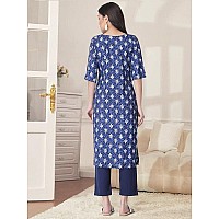 Pinkmint Kurta Set For Women Cotton Printed Straight Kurta With Pant Pack Of 1