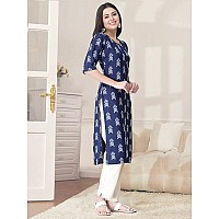 Pinkmint Kurta Set For Women Cotton Printed Straight Kurta With Pant Pack Of 1