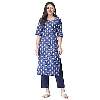 Pinkmint Kurta Set For Women Cotton Printed Straight Kurta With Pant Pack Of 1