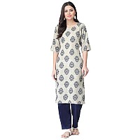 Pinkmint Kurta Set For Women Cotton Printed Straight Kurta With Pant Pack Of 1