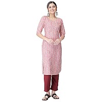 Pinkmint Kurta Set For Women Cotton Printed Straight Kurta With Pant Pack Of 1