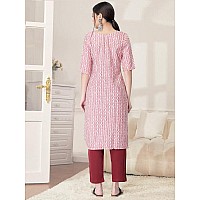 Pinkmint Kurta Set For Women Cotton Printed Straight Kurta With Pant Pack Of 1