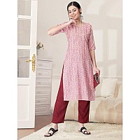 Pinkmint Kurta Set For Women Cotton Printed Straight Kurta With Pant Pack Of 1