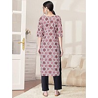 Pinkmint Kurta Set For Women Cotton Printed Straight Kurta With Pant Pack Of 1