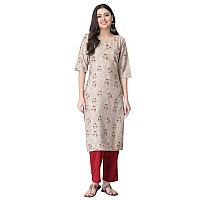 Pinkmint Kurta Set For Women Cotton Printed Straight Kurta With Pant Pack Of 1