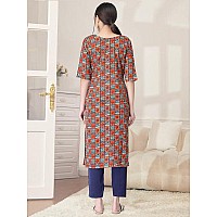 Pinkmint Kurta Set For Women Cotton Printed Straight Kurta With Pant Pack Of 1