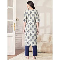 Pinkmint Kurta Set For Women Cotton Printed Straight Kurta With Pant Pack Of 1