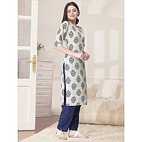 Pinkmint Kurta Set For Women Cotton Printed Straight Kurta With Pant Pack Of 1