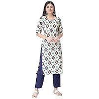 Pinkmint Kurta Set For Women Cotton Printed Straight Kurta With Pant Pack Of 1