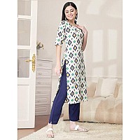 Pinkmint Kurta Set For Women Cotton Printed Straight Kurta With Pant Pack Of 1