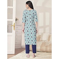 Pinkmint Kurta Set For Women Cotton Printed Straight Kurta With Pant Pack Of 1