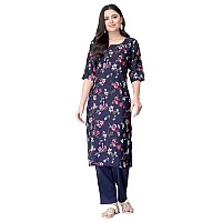 Pinkmint Kurta Set For Women Cotton Printed Straight Kurta With Pant Pack Of 1