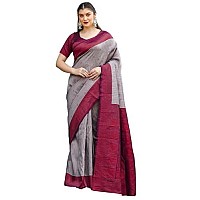 Leriya Fashion Womens Trendy Kanjivaram Soft Lichi Silk Saree With Blouse Piece Grey