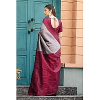 Leriya Fashion Womens Trendy Kanjivaram Soft Lichi Silk Saree With Blouse Piece Grey