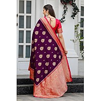 Leriya Fashion Womens Trendy Kanjivaram Soft Lichi Silk Saree With Blouse Piece Purple