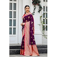 Leriya Fashion Womens Trendy Kanjivaram Soft Lichi Silk Saree With Blouse Piece Purple