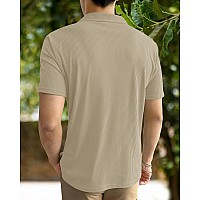 I Enterprise Cotton Blend Regular Fit Round Spread Collar Solid Short Sleeve Tshirt For Men Boys Color Beige Size L