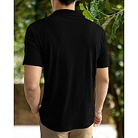 I Enterprise Cotton Blend Regular Fit Round Spread Collar Solid Short Sleeve Tshirt For Men Boys Color Black Size L