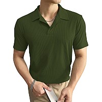 I Enterprise Cotton Blend Regular Fit Round Spread Collar Solid Short Sleeve Tshirt For Men Boys Color Green Size L