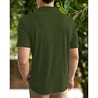 I Enterprise Cotton Blend Regular Fit Round Spread Collar Solid Short Sleeve Tshirt For Men Boys Color Green Size L