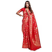 Sugathari Womens Pure Kanjivaram Silk Saree Banarasi Silk Saree With Blouse Piece SAM PARI S7 Red