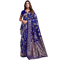 Sugathari Womens Pure Kanjivaram Silk Saree Banarasi Silk Saree With Blouse Piece SAM PARI S7 Royal Blue