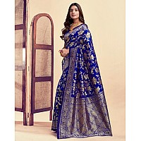 Sugathari Womens Pure Kanjivaram Silk Saree Banarasi Silk Saree With Blouse Piece SAM PARI S7 Royal Blue